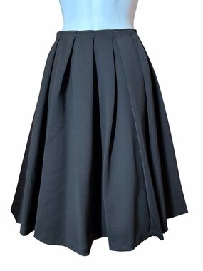 Tracy Reese Black Pleated A-Line Flare Skirt